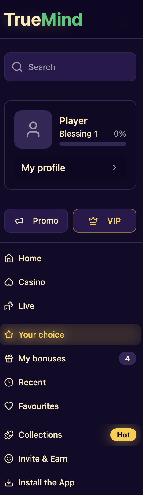Sidebar with Your choice menu item
